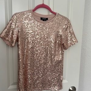 DKNY blush pink Sparkle sequin top